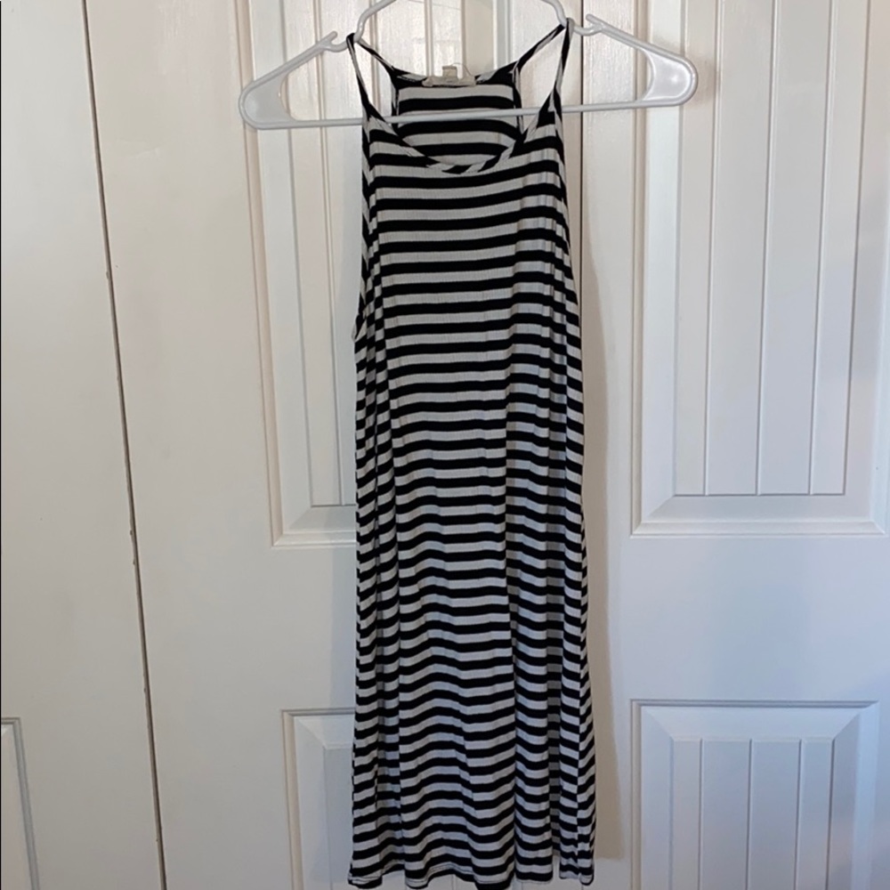 Black and white striped dress